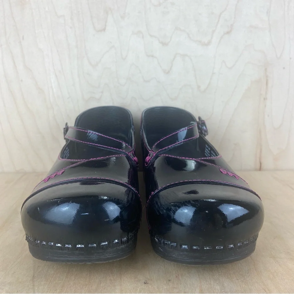 Dansko Youth Girls Black Pink Leather Mary Jane Shoes Size 34